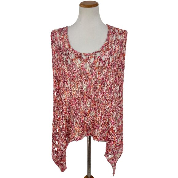 NWT BCBG Max Azria Multicolored Crochet Knit Cover Up Top | Boho Festival Indie - Picture 3 of 15